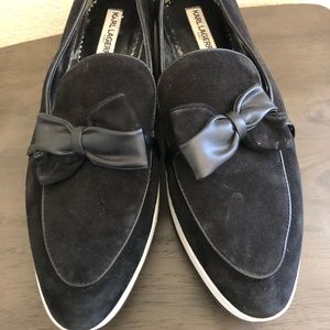 Karl Lagerfeld Suede Platform Tuxedo Flats